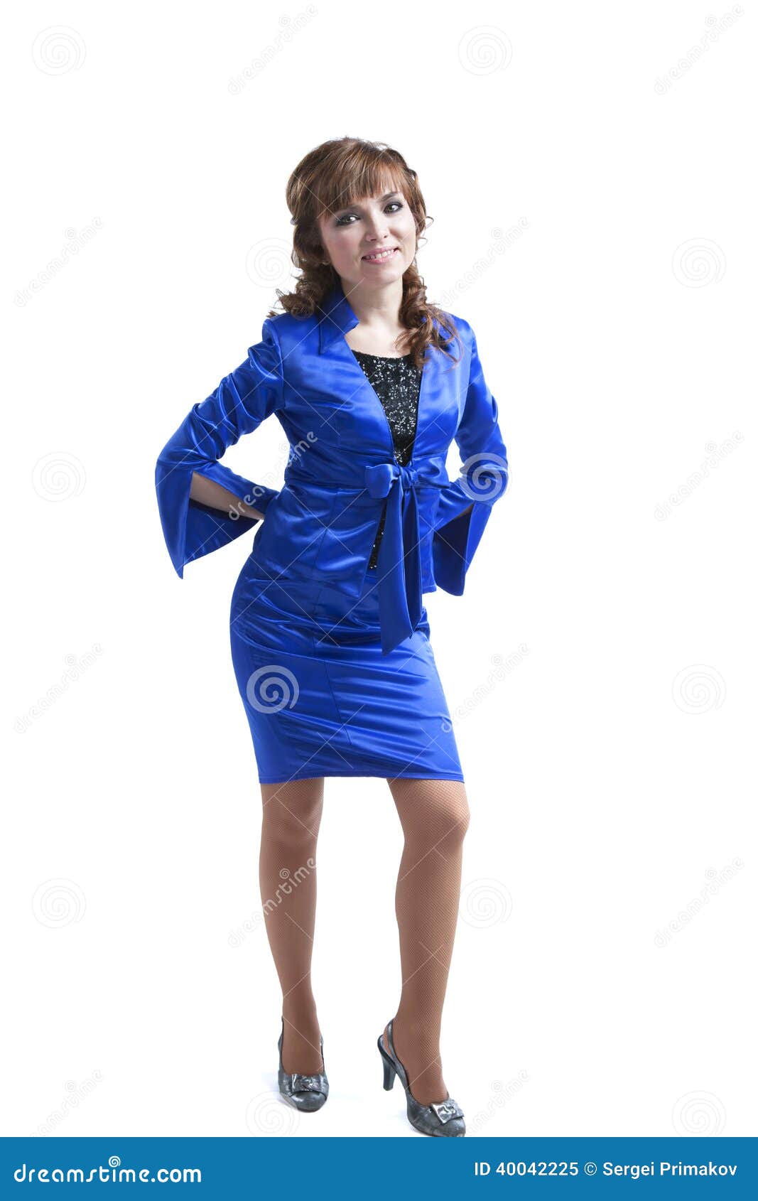 Beautiful Woman Posing In A Blue Suit Stock Photo - Image: 40042225