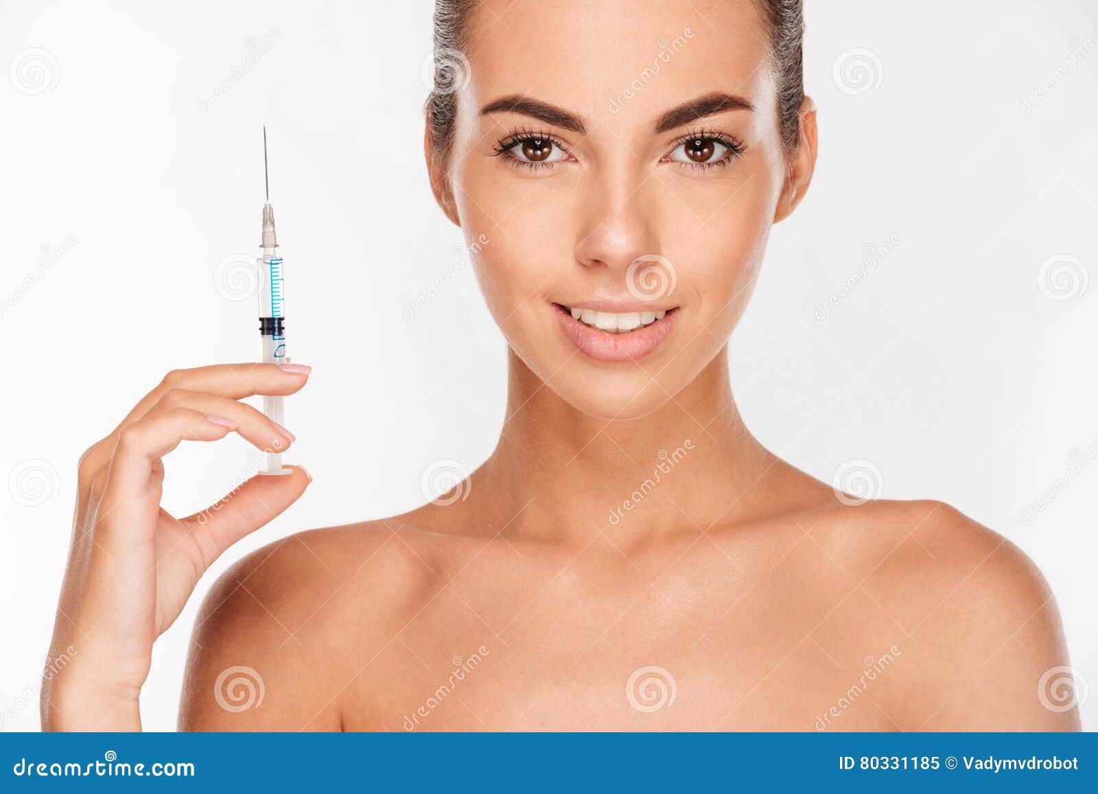 beautiful woman preparing for botox injection