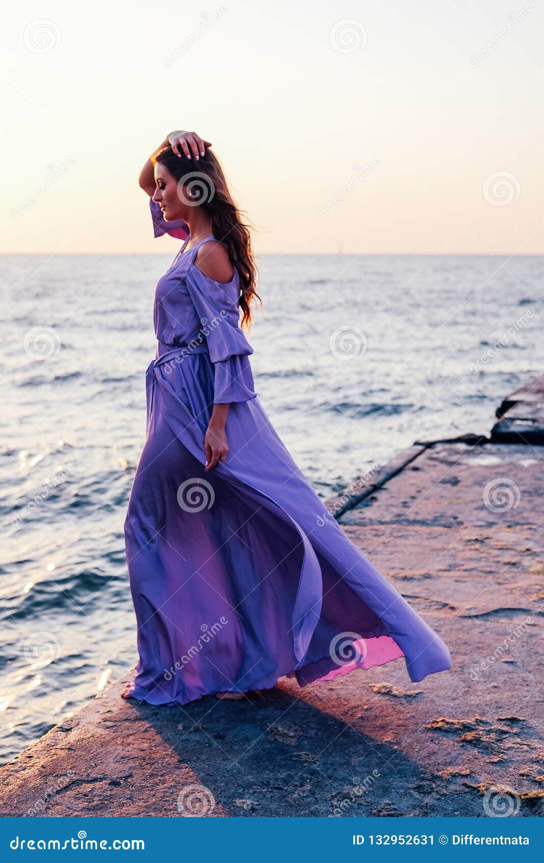 purple flowing dress