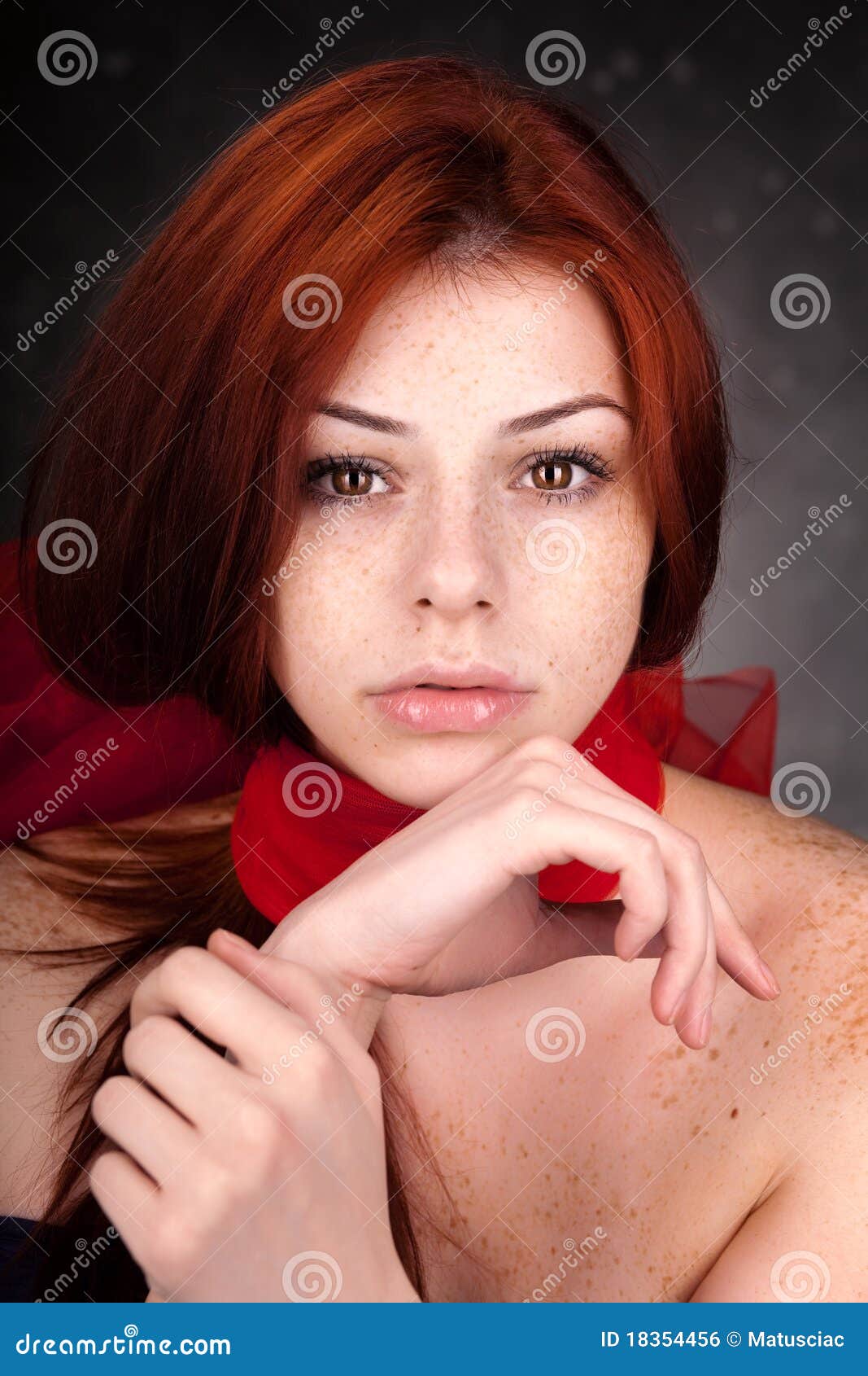 beautiful woman with red hair and freckles