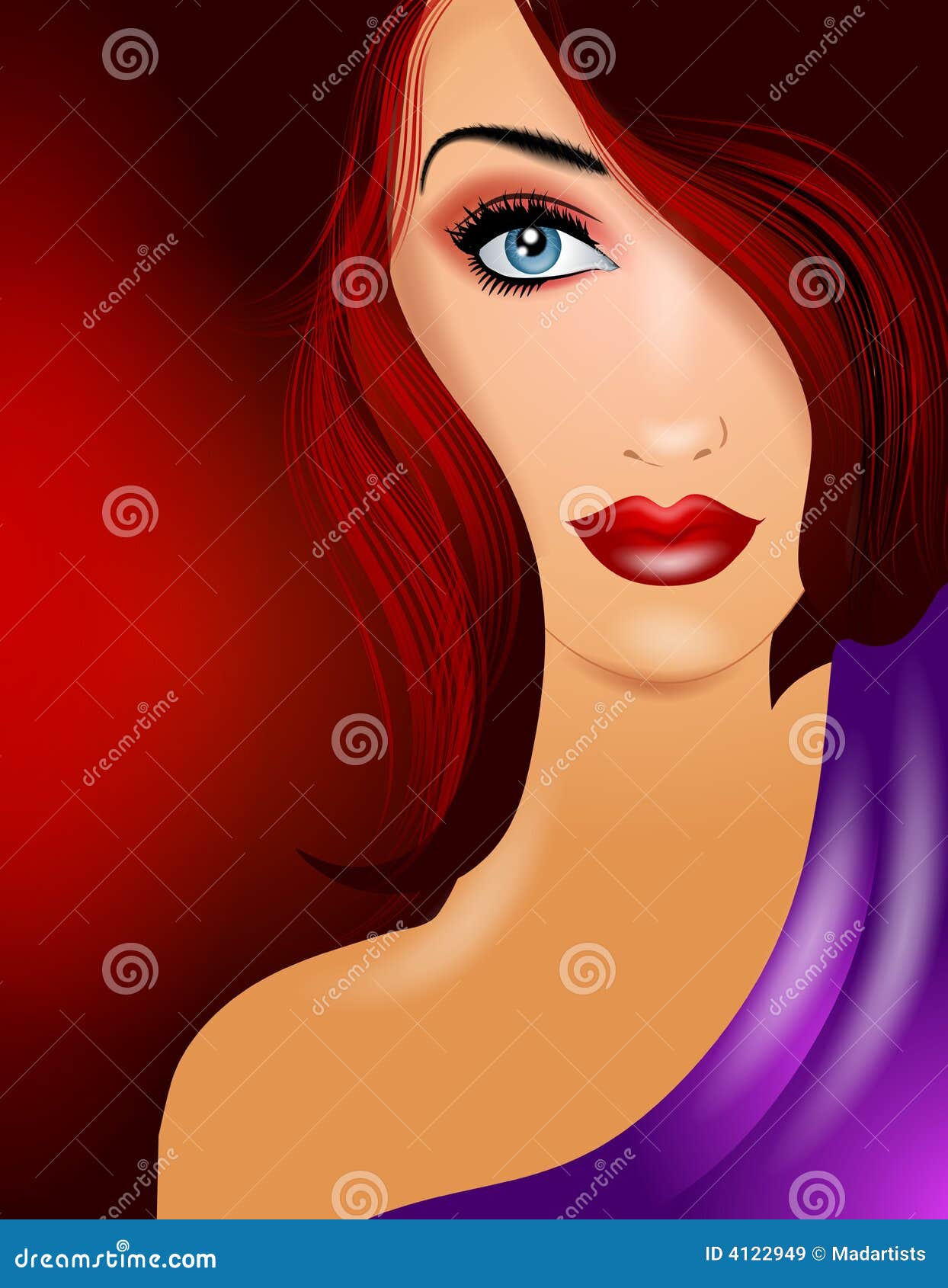 beautiful woman redhead staring