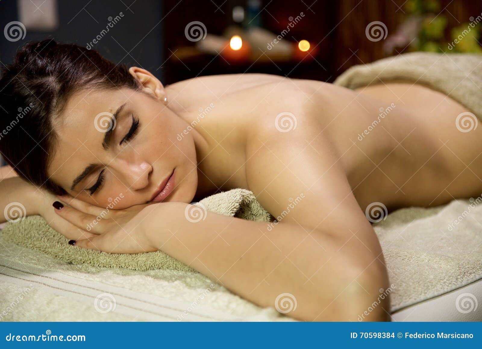 Beautiful Woman Relaxing Spa Waiting Massage Vacation Stock Photos picture pic