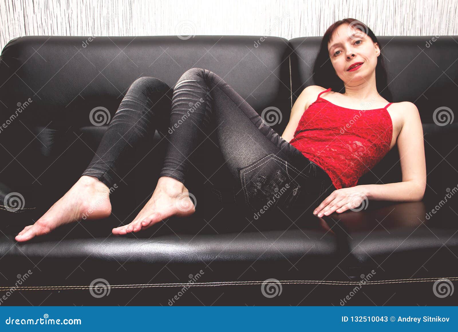 Beautiful Woman Resting On The Couch Stock Image Image Of Female