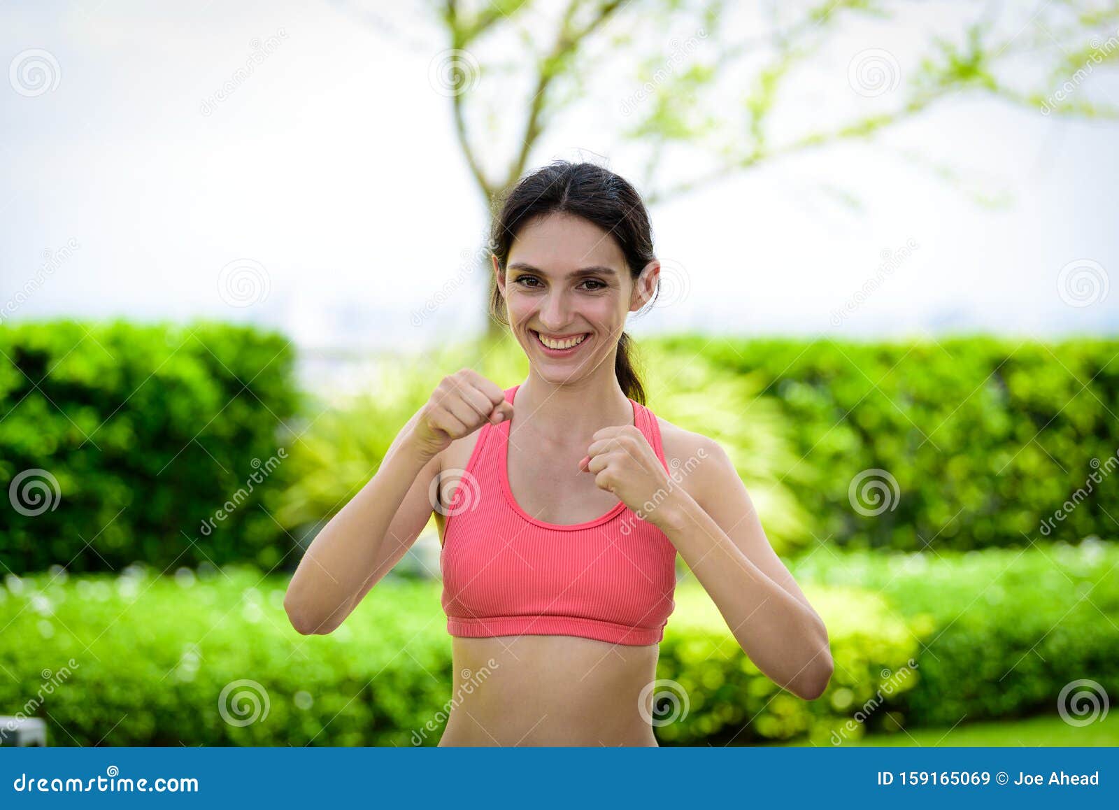 Beautiful Woman Runner Has To Warm Up with Boxing and Punching in the ...