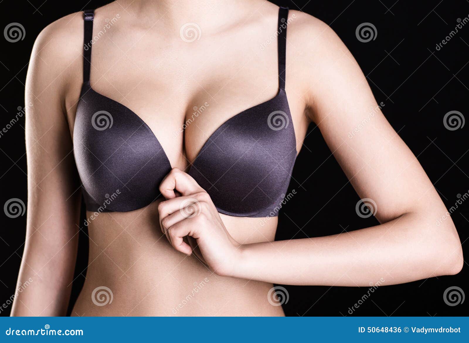 Beautiful Woman's Breasts In Bra Stock Photo, Picture and Royalty