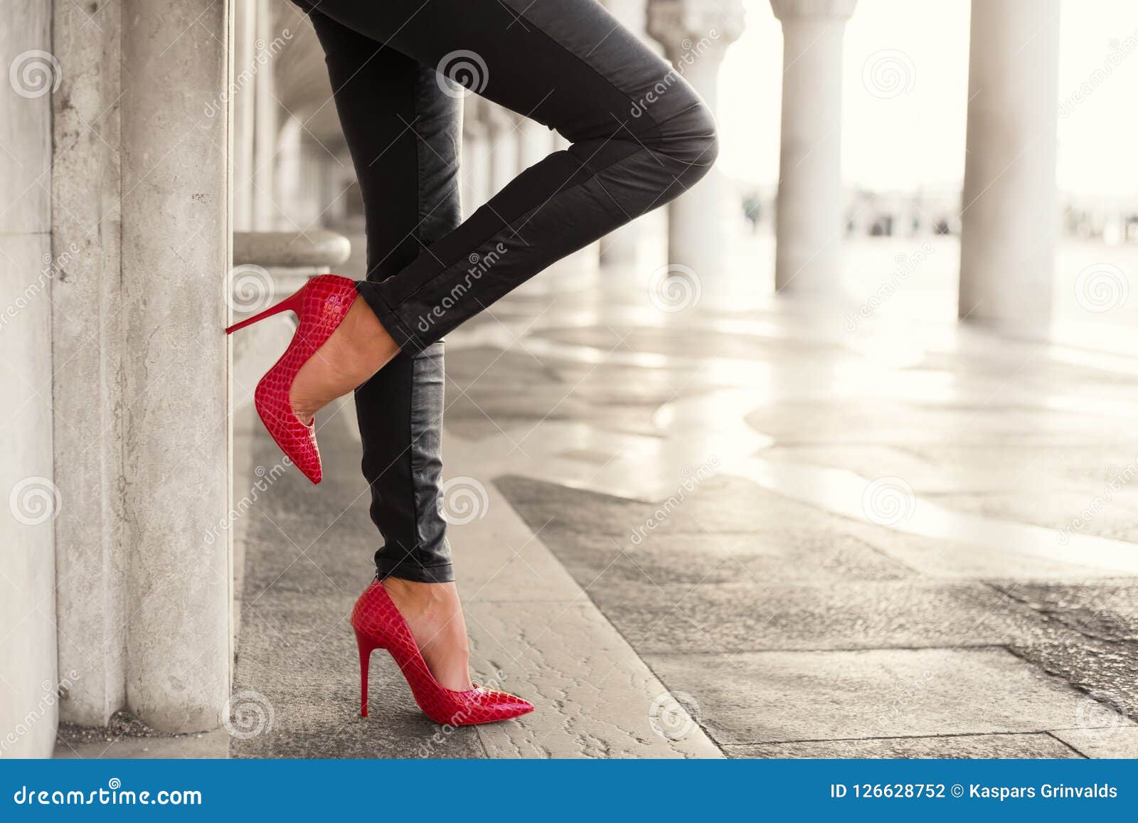 Woman with Legs Standing by the Wall Stock Photo - Image of lady, girl ...