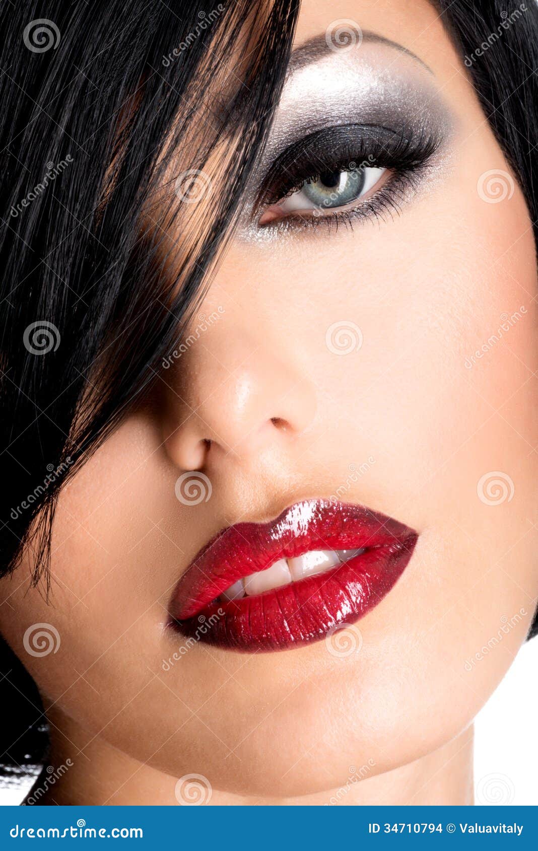 Beautiful Woman With Sexy Red Lips And Eye Makeup Stock Images Image 34710794