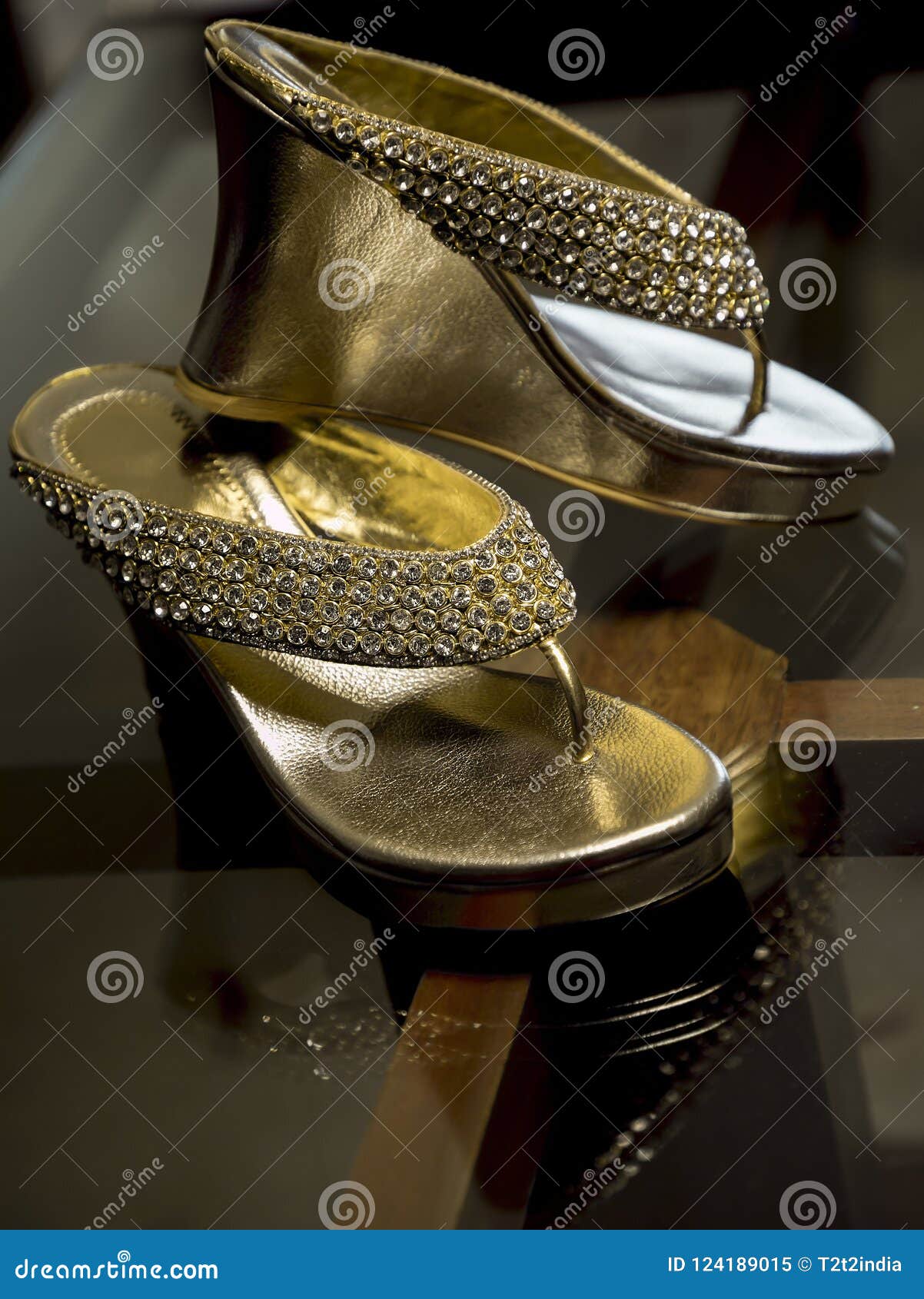 Beautiful Woman Shinning Sandals on a Glass Table Stock Image - Image ...