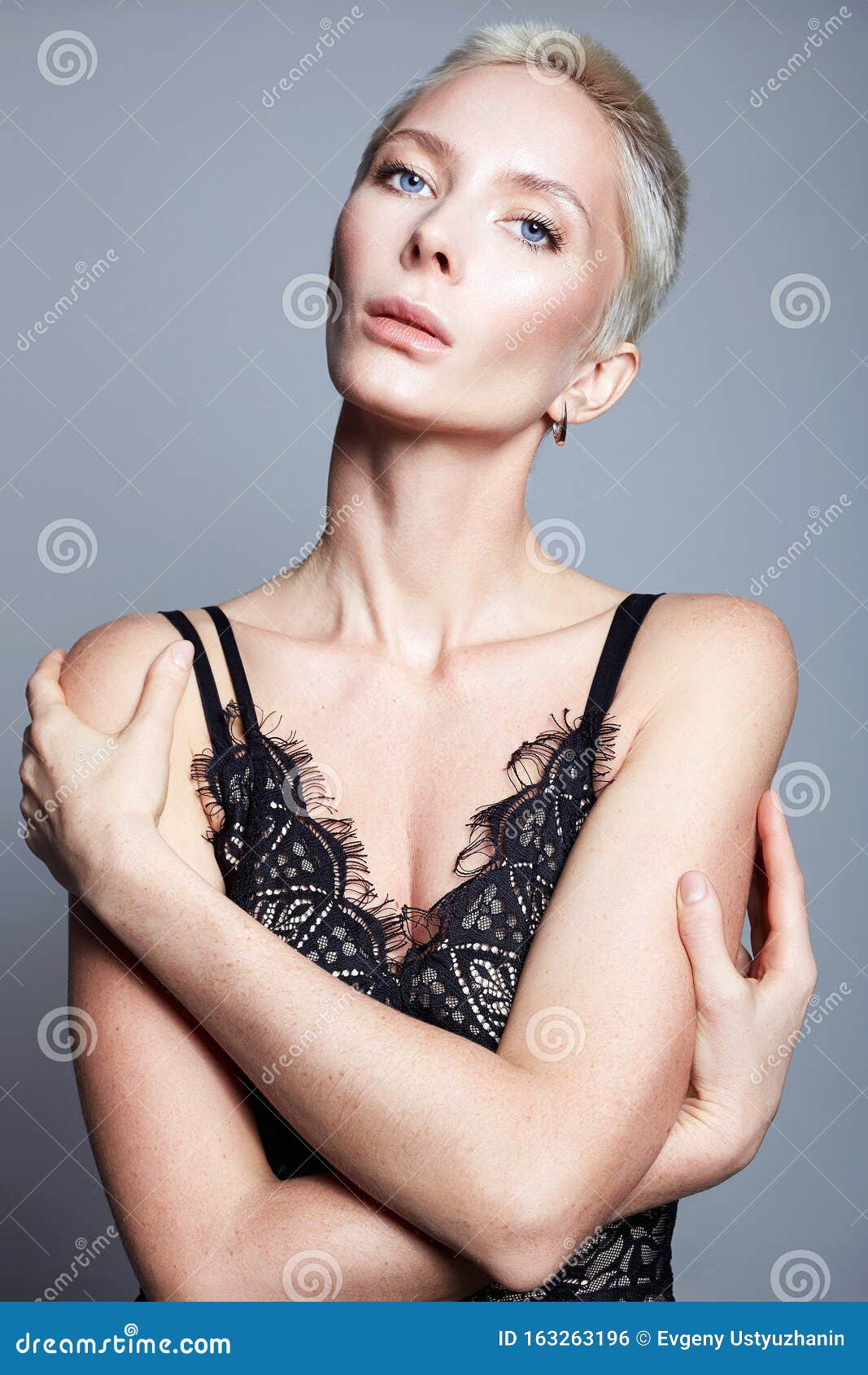 Short Hair Aged Model Woman in Underwear Stock Photo - Image of
