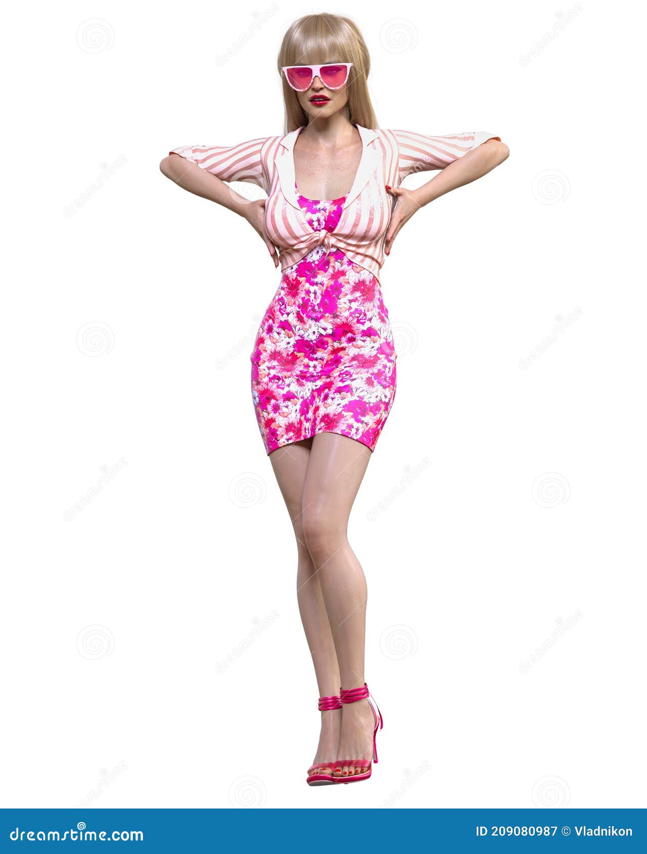 Beautiful Woman In Short Dress Stock Illustration Illustration Of Podium Computer 209080987