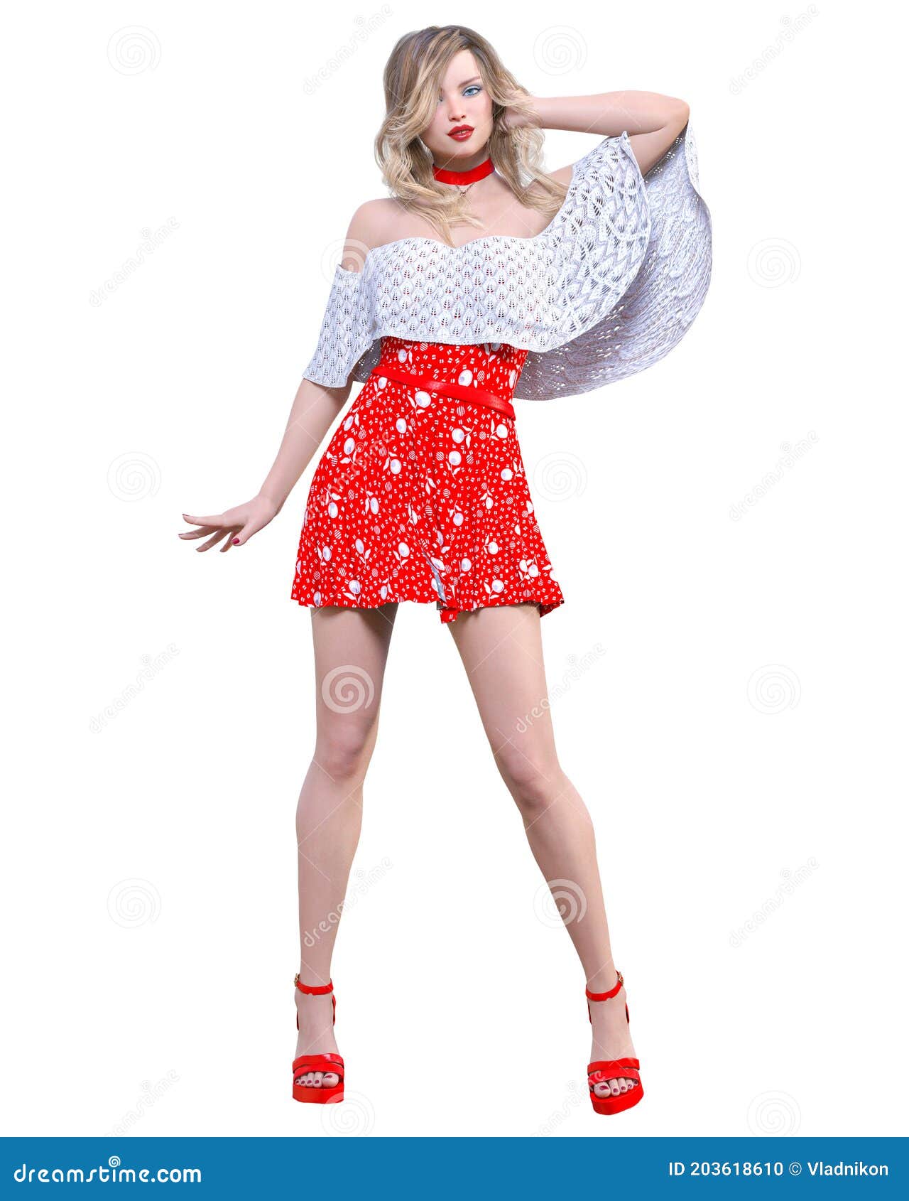 Beautiful Woman In Short Dress Stock Illustration Illustration Of Dream Model 203618610