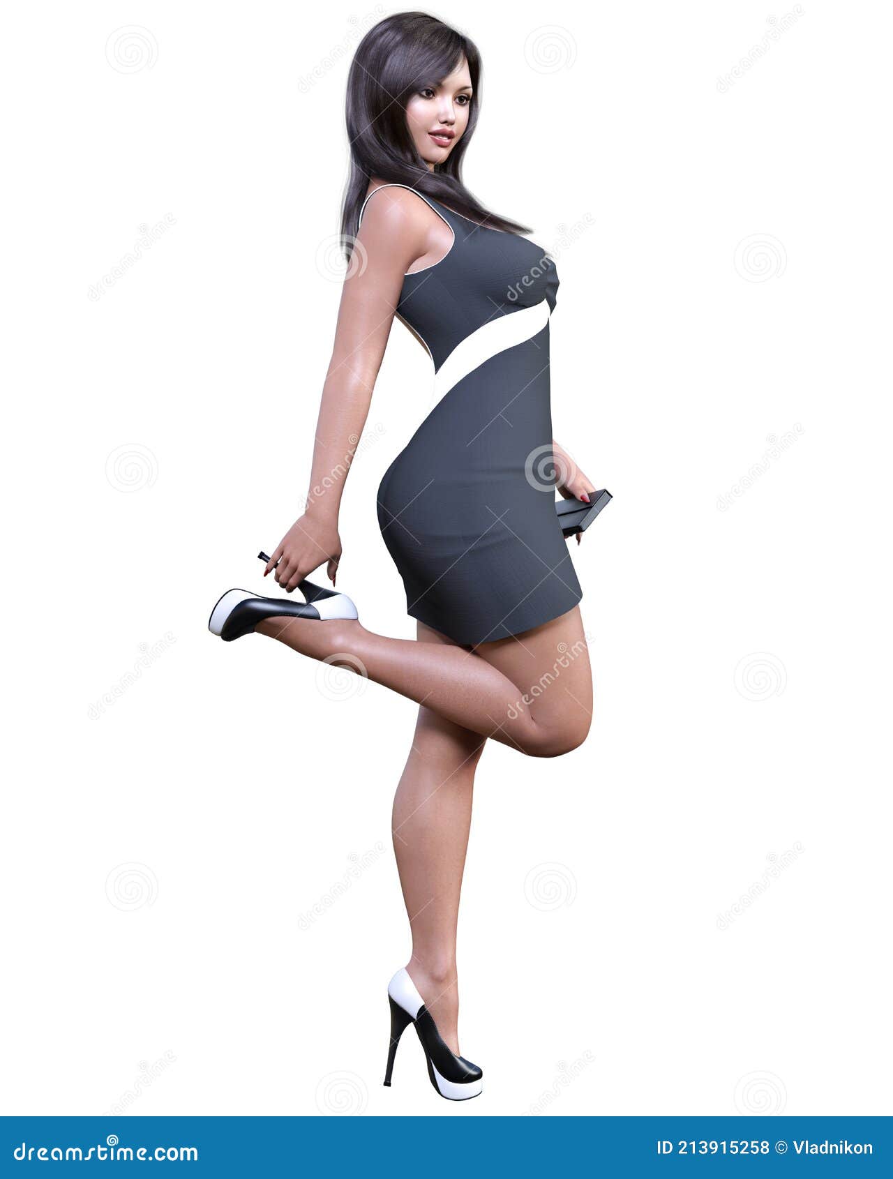 Beautiful Woman In Short Dress Stock Illustration Illustration Of Femme Fatale 213915258