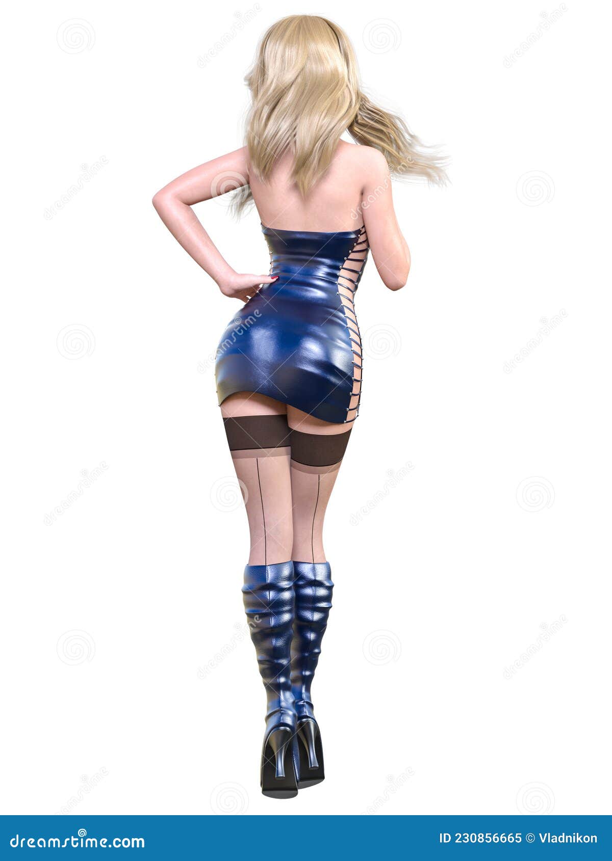 Beautiful Woman in Short Latex Mini ...