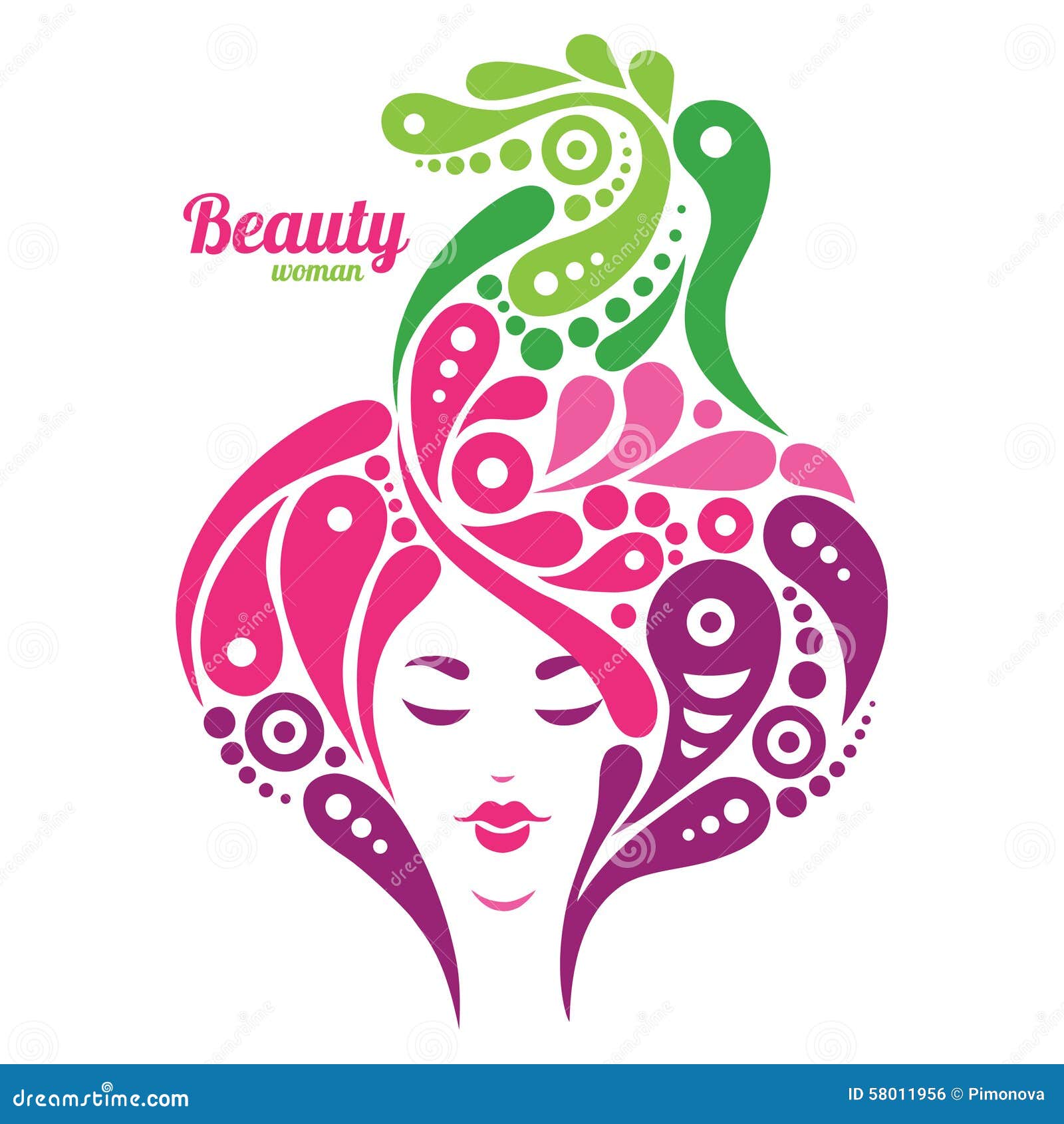 Beautiful Woman Silhouette. Tattoo Of Abstract Stock Vector - Image ...