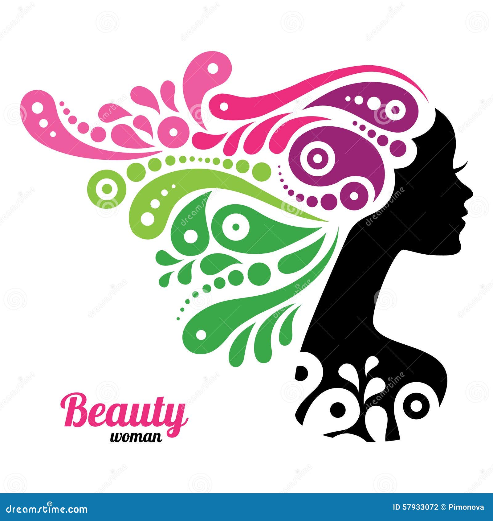 Beautiful woman silhouette stock vector. Illustration of color - 57933072