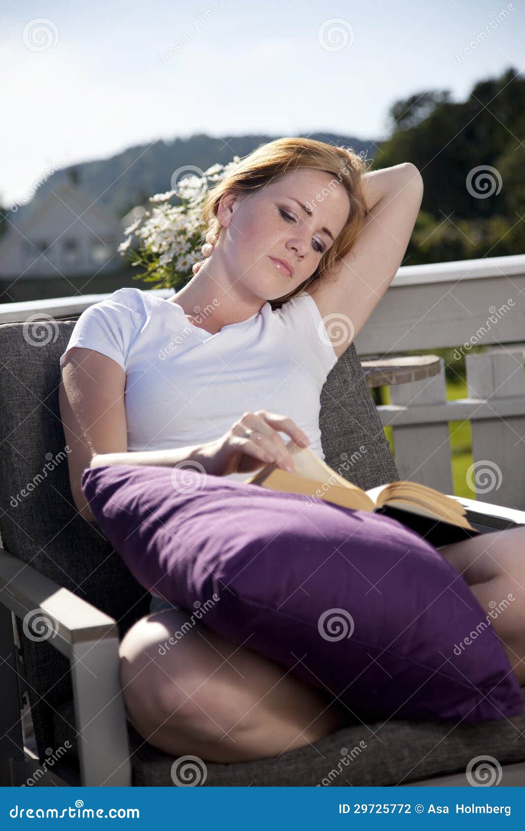 Beautiful Woman Reading Stock Photo Image Of Sunshine
