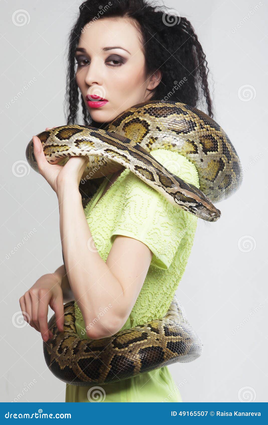 Beautiful Woman With A Snake Stock Photo - Image: 49165507
