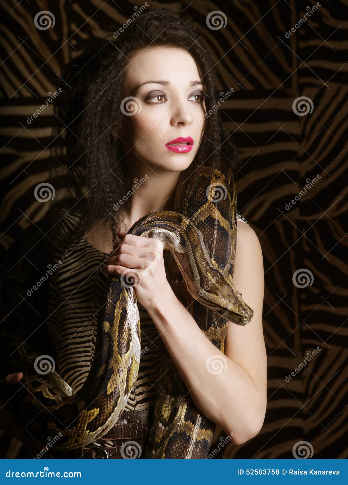 Beautiful Woman with a Snake Stock Photo - Image of exotic, expression ...