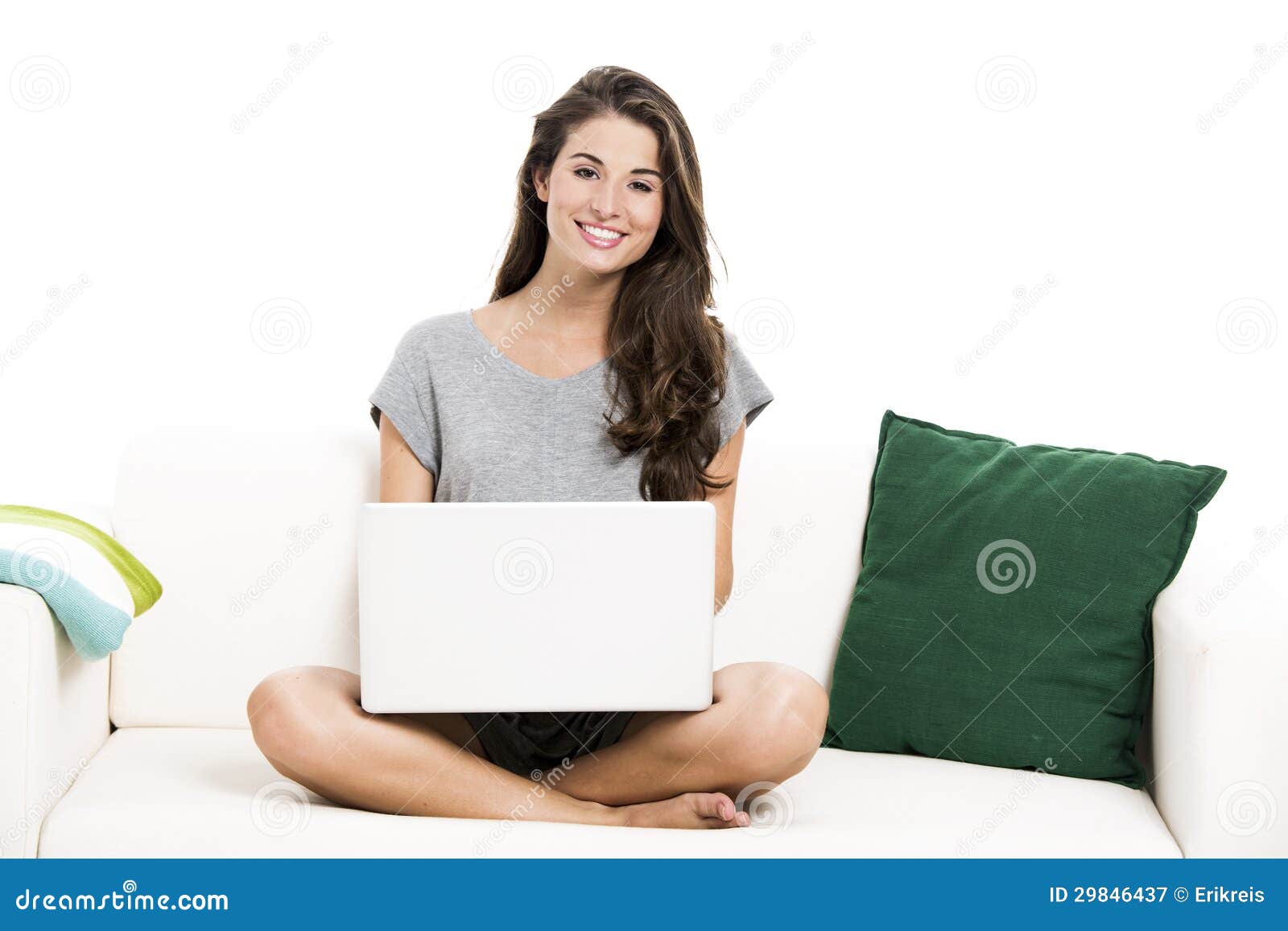 Working with a Laptop at Home Stock Image - Image of fresh, beauty ...