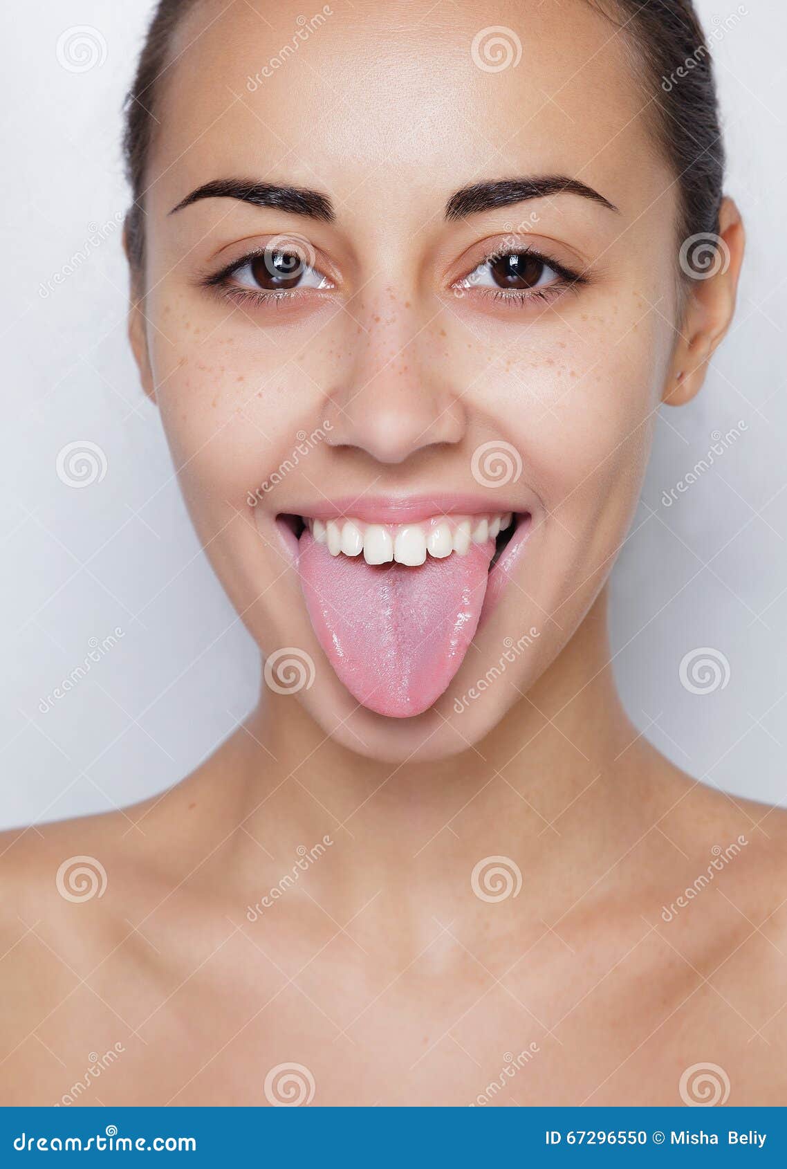 Beautiful Woman Sticking Out Her Tongue And Showing Young Piercing Royalty Free Stock Image 