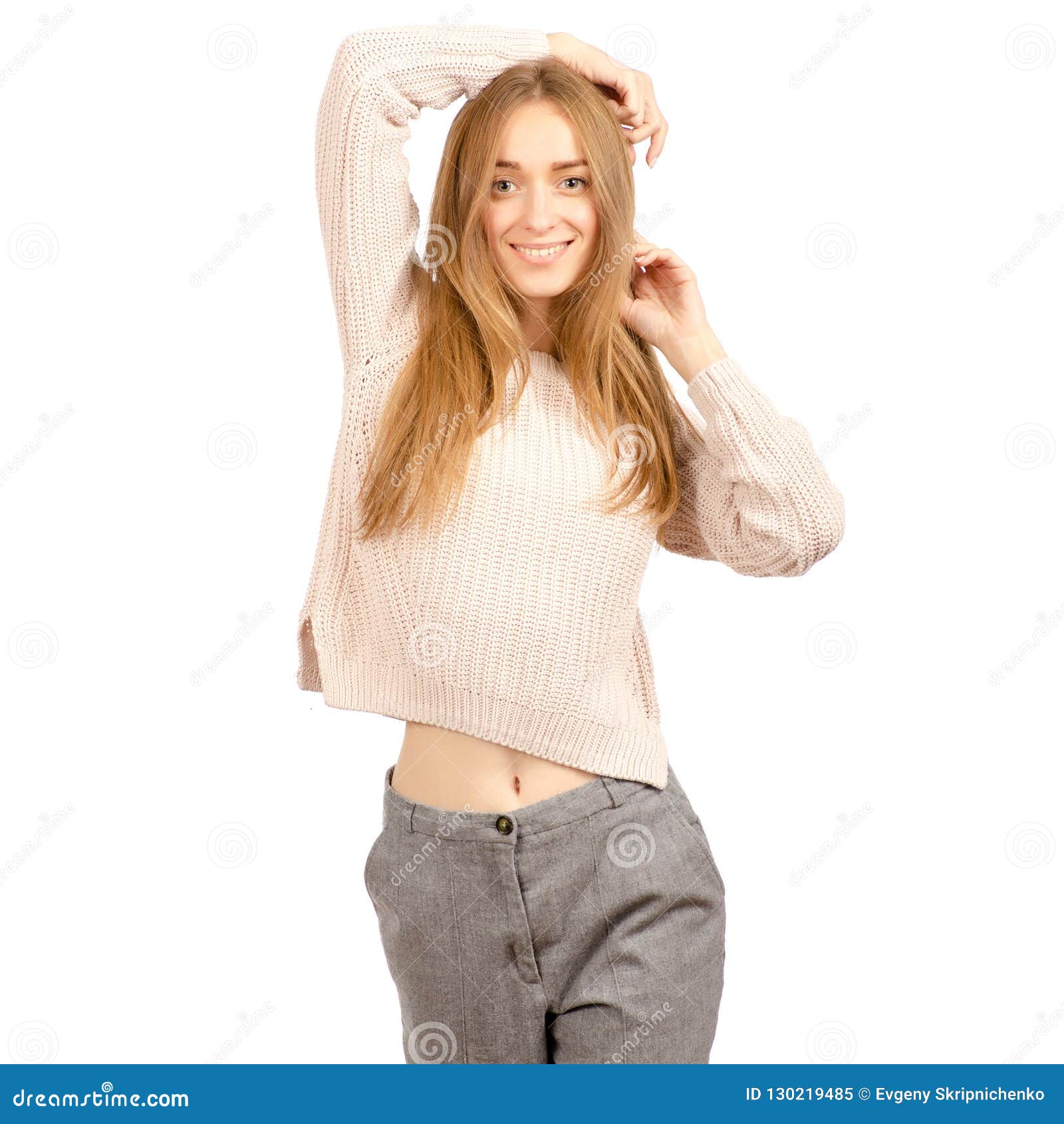 Beautiful Woman in a Sweater is Smiling Stock Image - Image of beauty ...