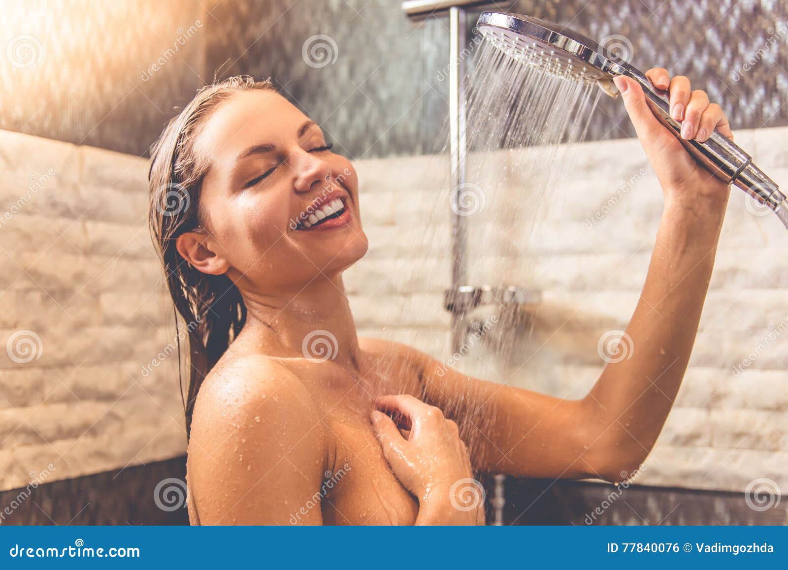 Woman Showering Nude