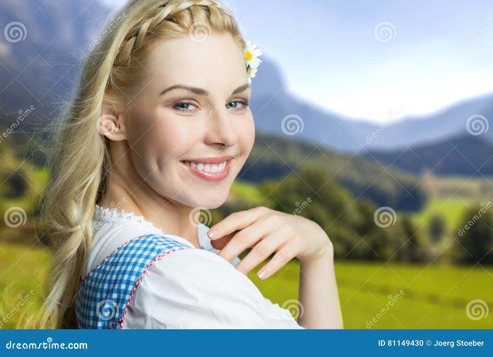 Beautiful Woman In A Traditional Bavarian Dirndl Stock Photo Image Of