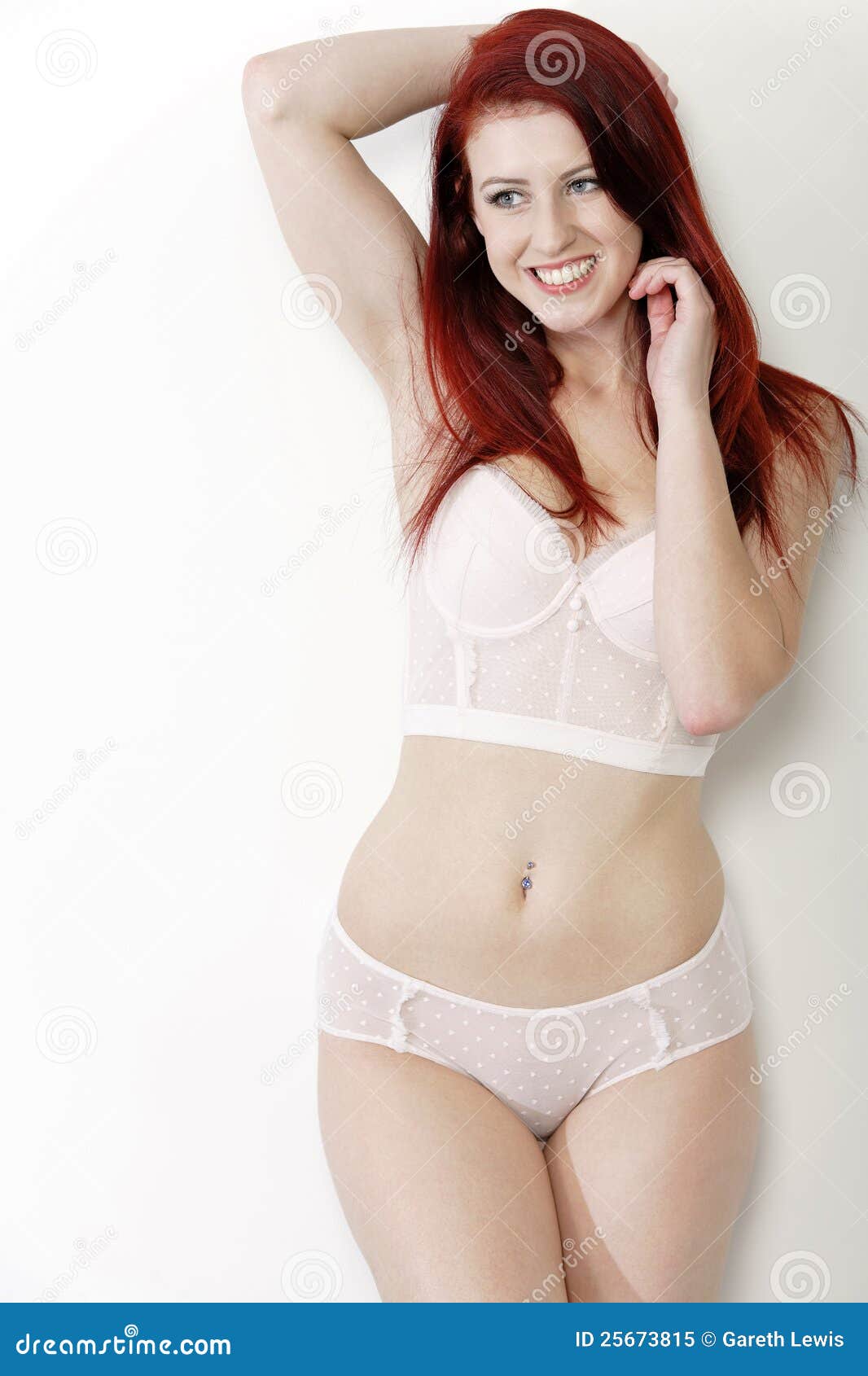 Beautiful Woman Wearing Red Bra And Panties Stock Photo, Picture