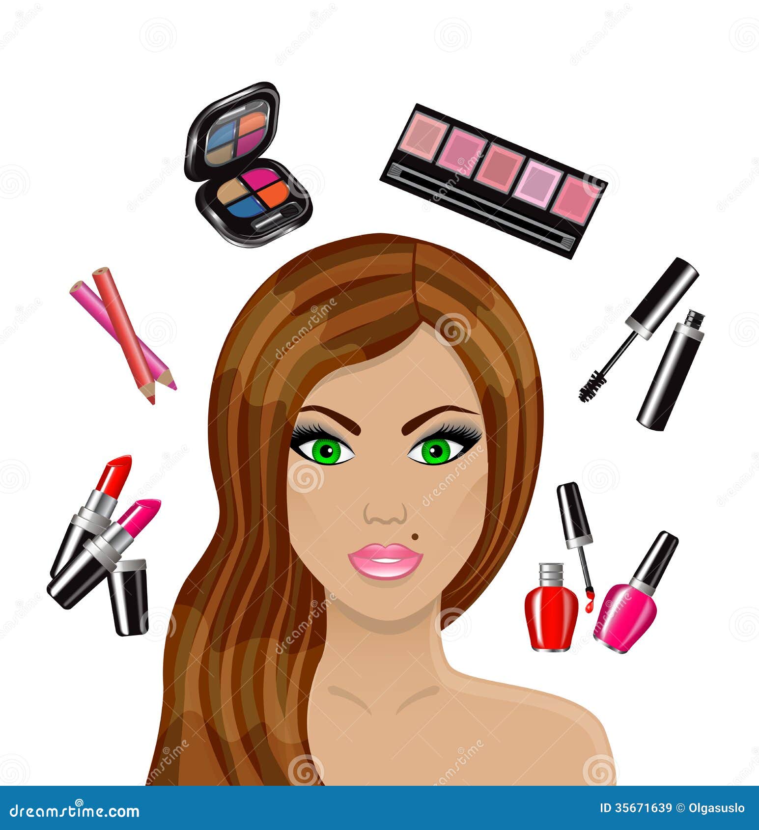 Image result for cartoon image girl putting up makeup