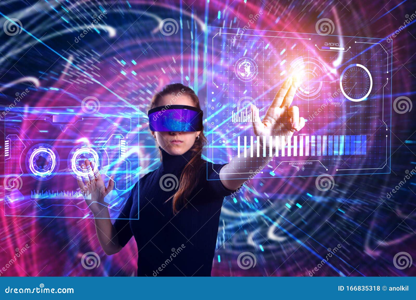 Premium Photo  Beautiful futuristic woman using virtual reality glasses in  the metaverse