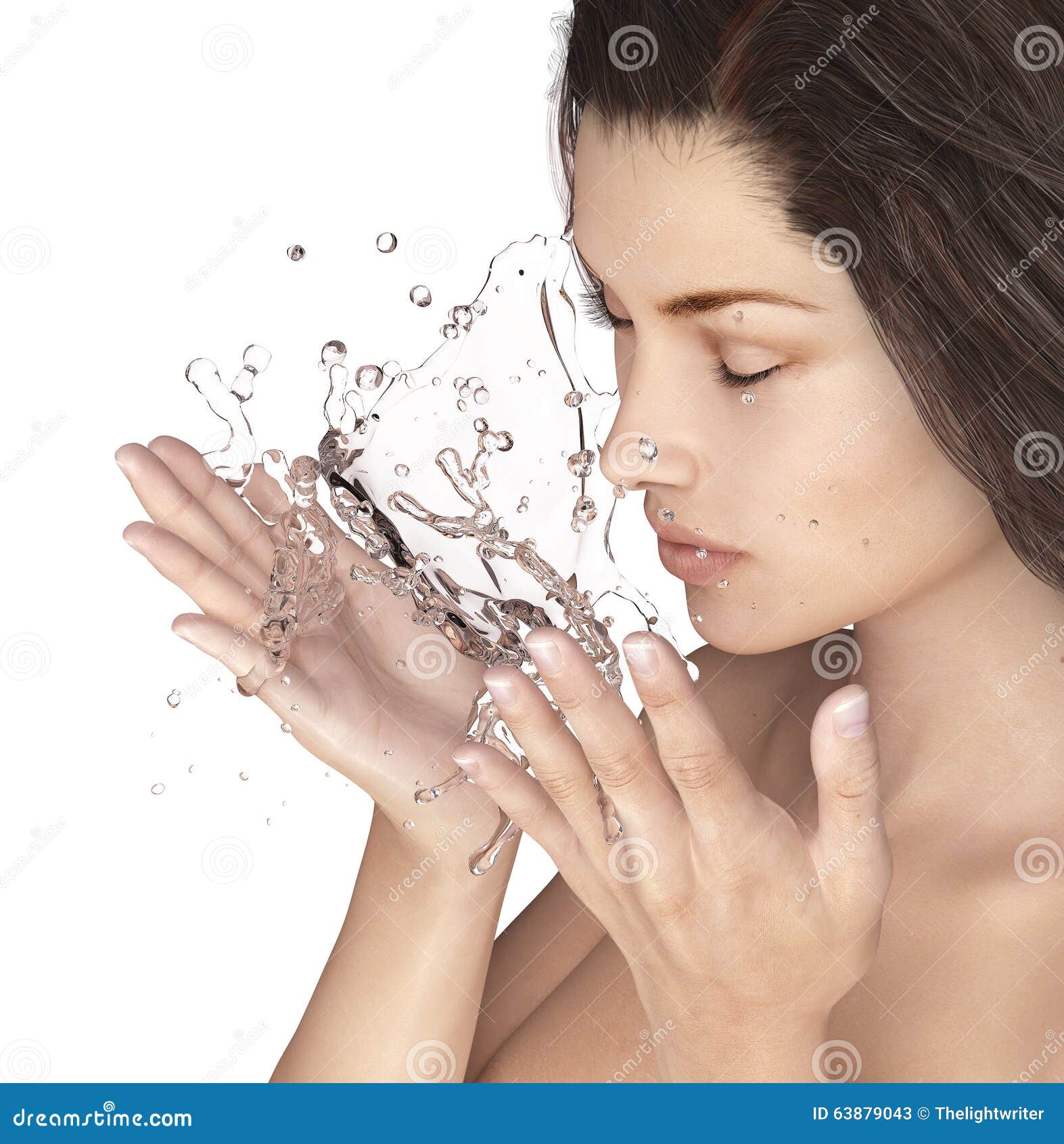 Beautiful Woman Washing Her Face Isolated Stock Image Image Of Fresh