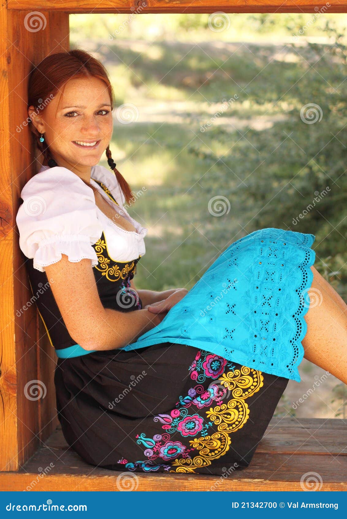 Beautiful Woman Wearing Bavarian Dirndl Dress Stock Photo Image 21342700