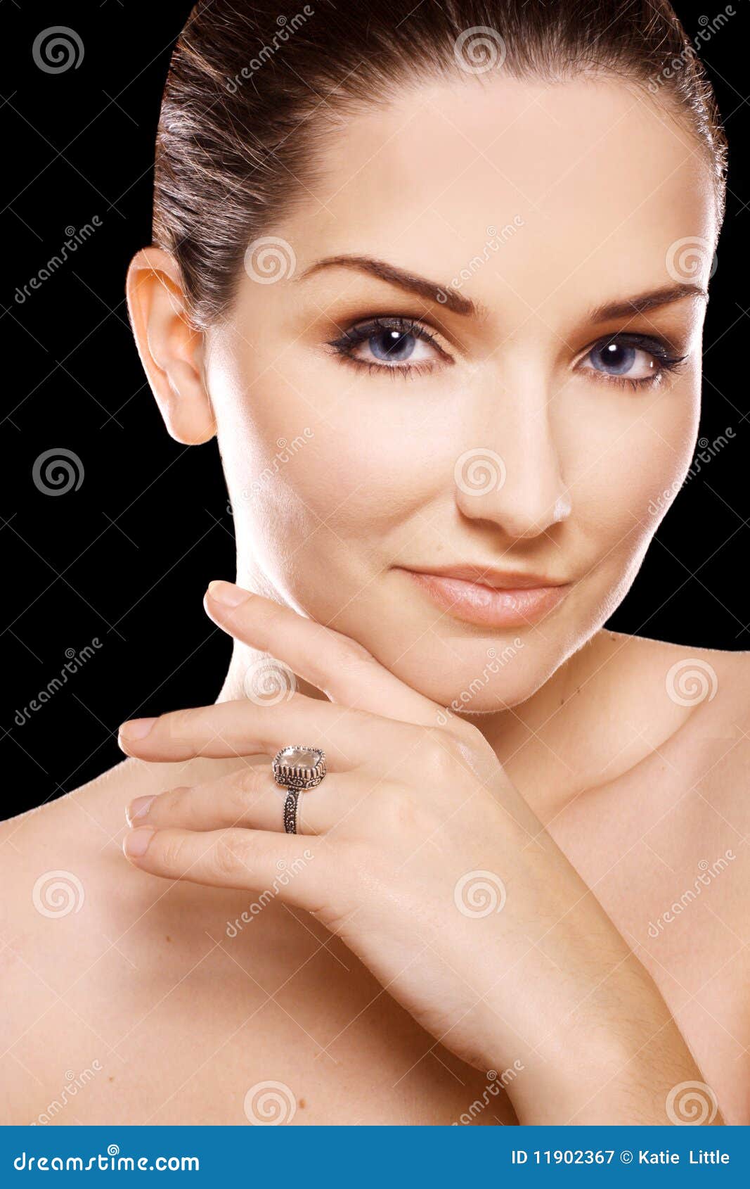 Beautiful Woman Wearing Ring Stock Image Image of diamond, black