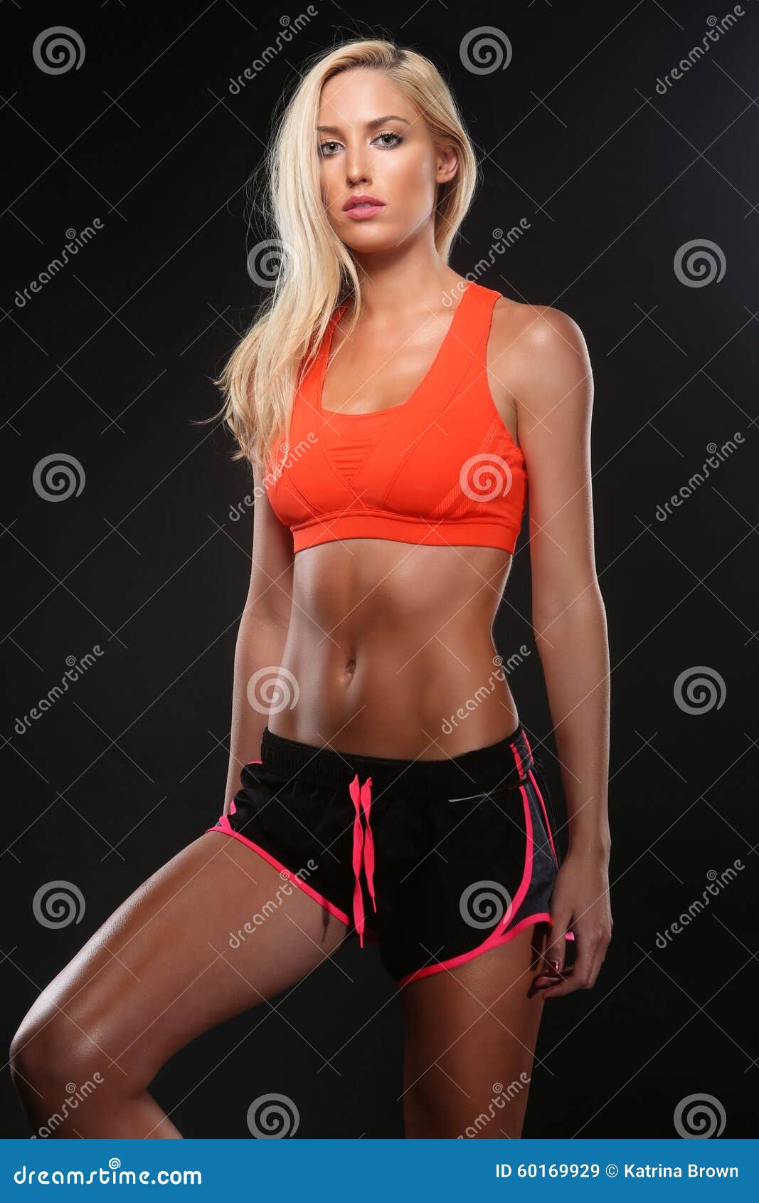 Beautiful Woman Wearing Workout Clothing on Black Stock Image - Image of  perfection, female: 60169929