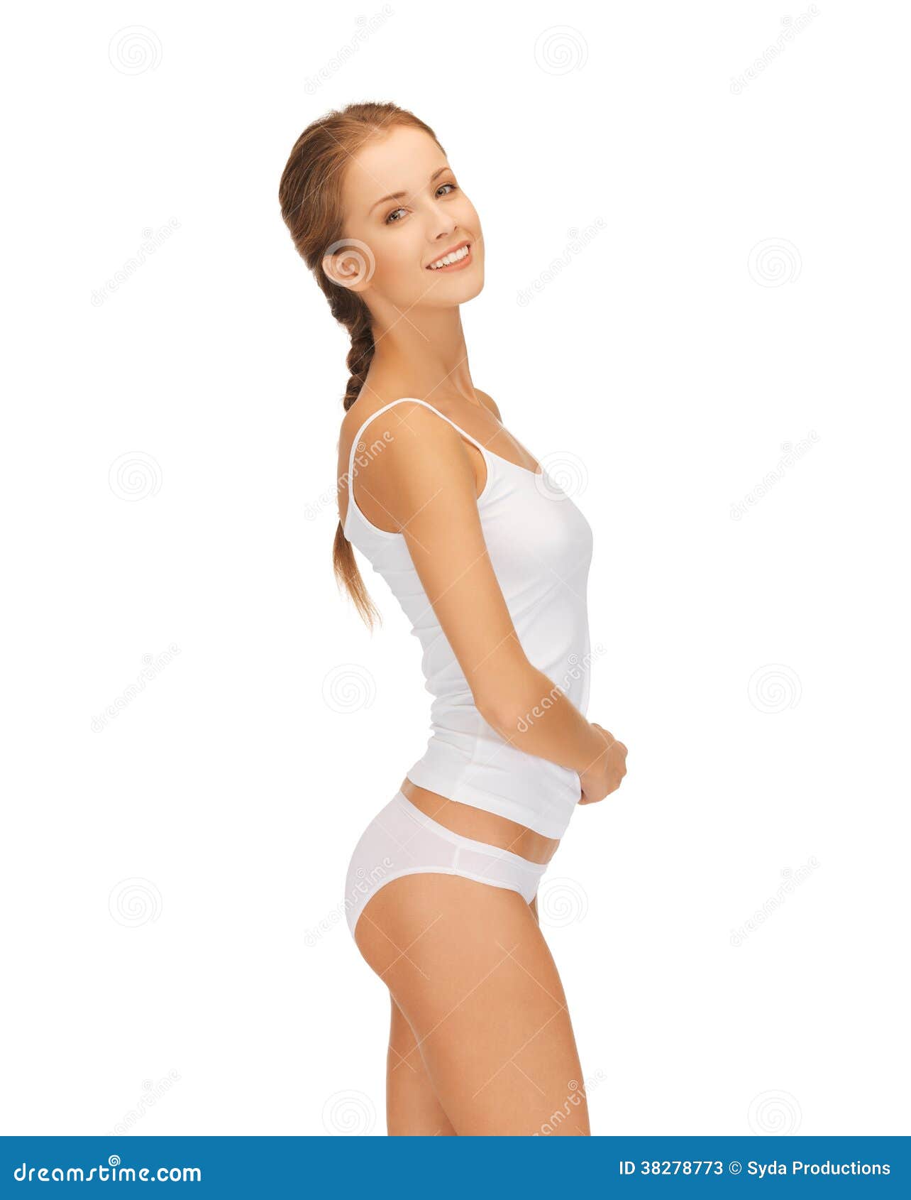 Beautiful Woman in White Cotton Underwear Stock Image - Image of