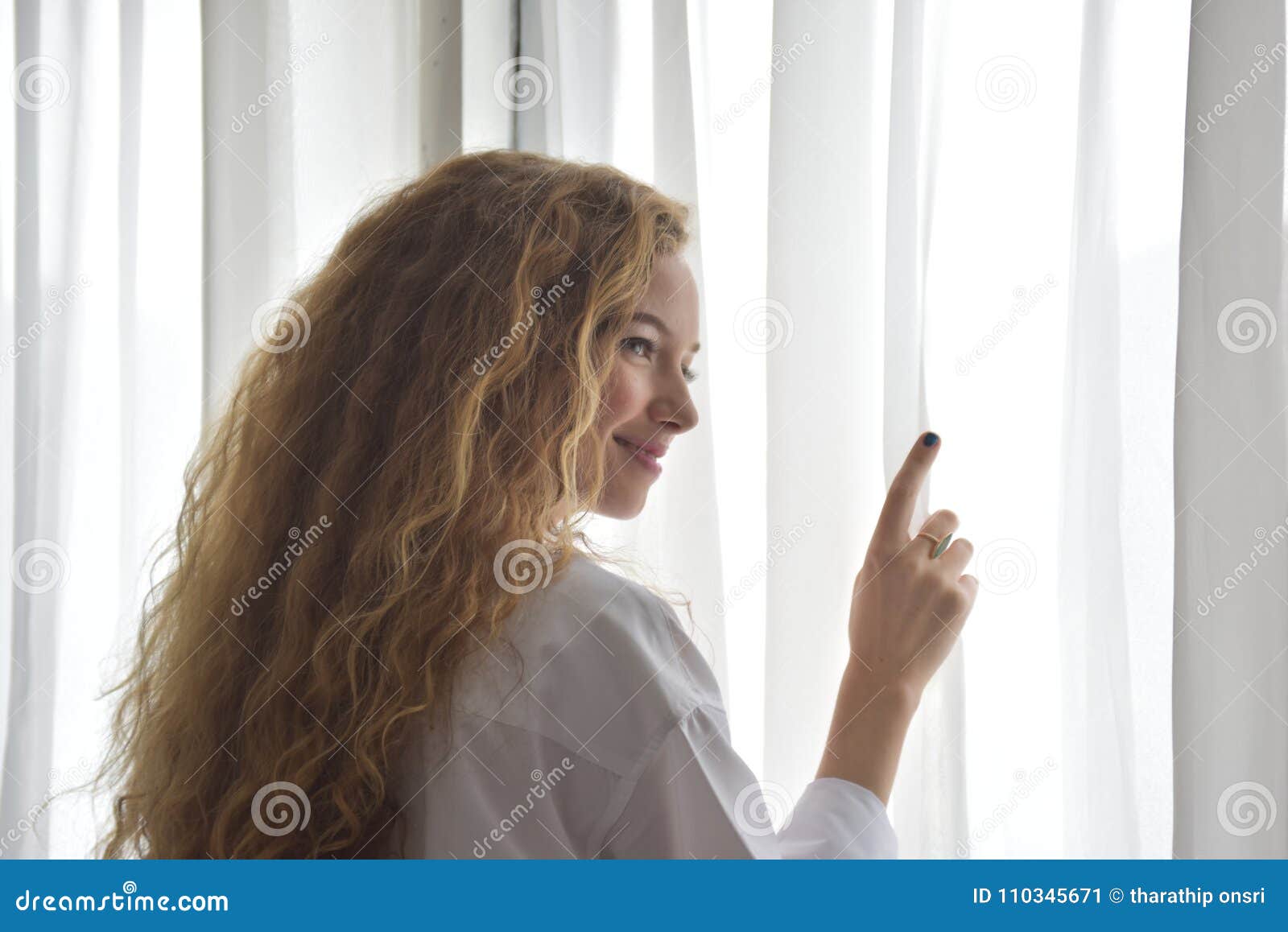 Beautiful Woman in White Pajamas Stock Image - Image of looking, drink ...