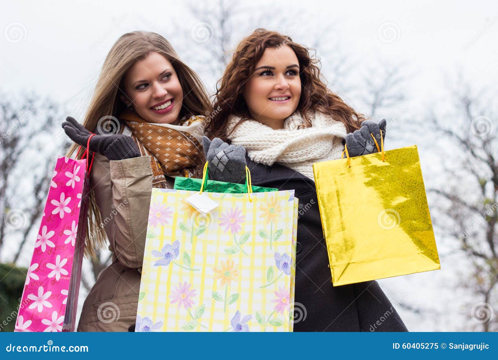 Beautiful Women Enjoying Shopping Together Stock Photo - Image: 60405275