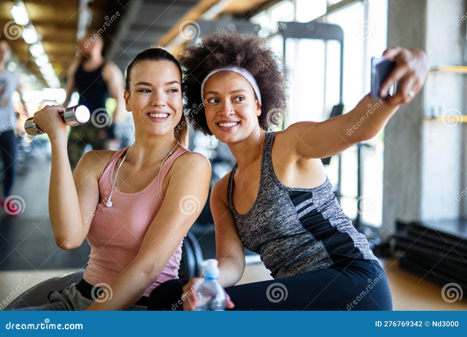 Picture Two Beautiful Fitness Women Gym Stock Photo by ©nd3000