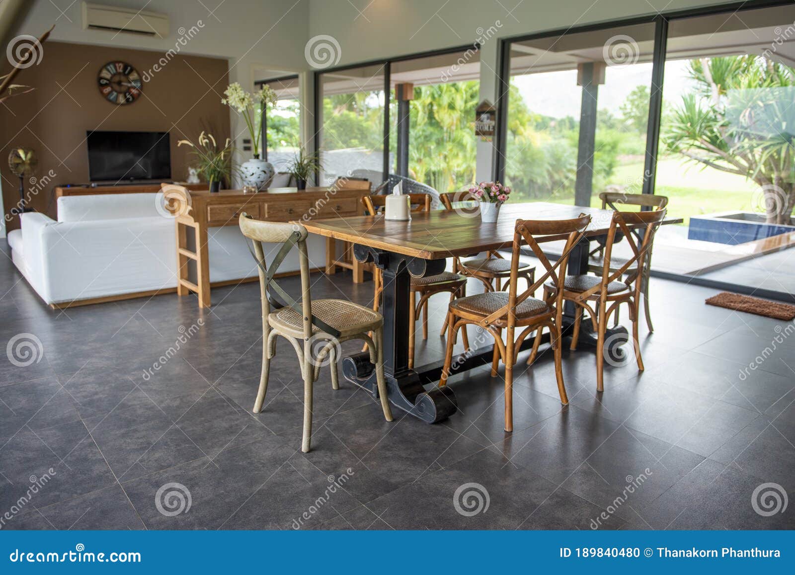 Beautiful Wooden Table in Modern House Stock Photo Image of modern