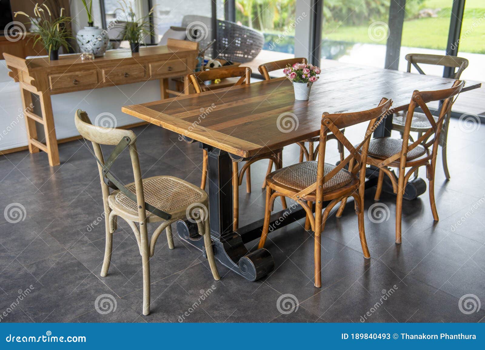 Beautiful Wooden Table in Modern House Stock Image Image of indoor