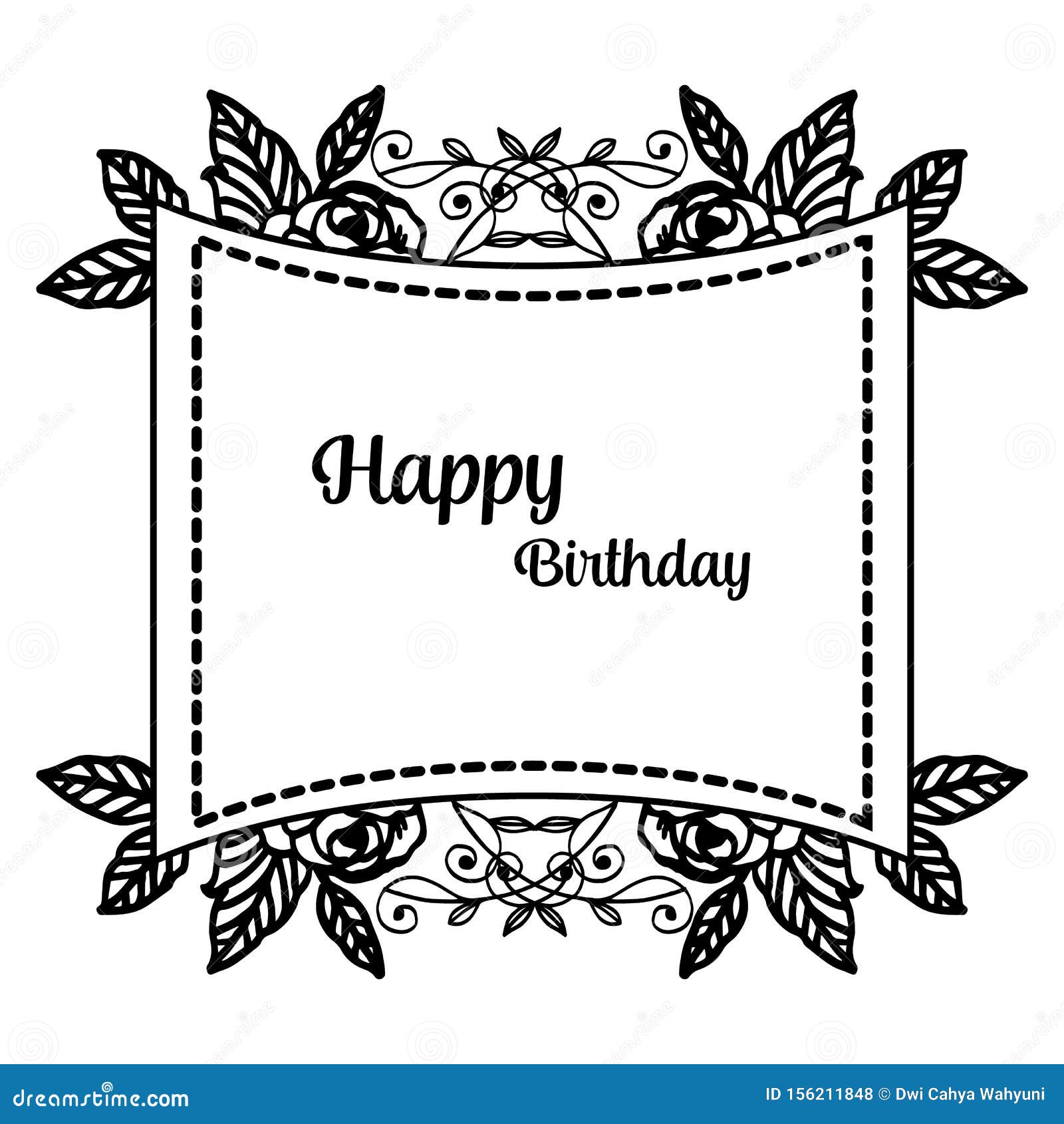 Beautiful Wreath Frame, Happy Birthday Lettering, Design of Various ...