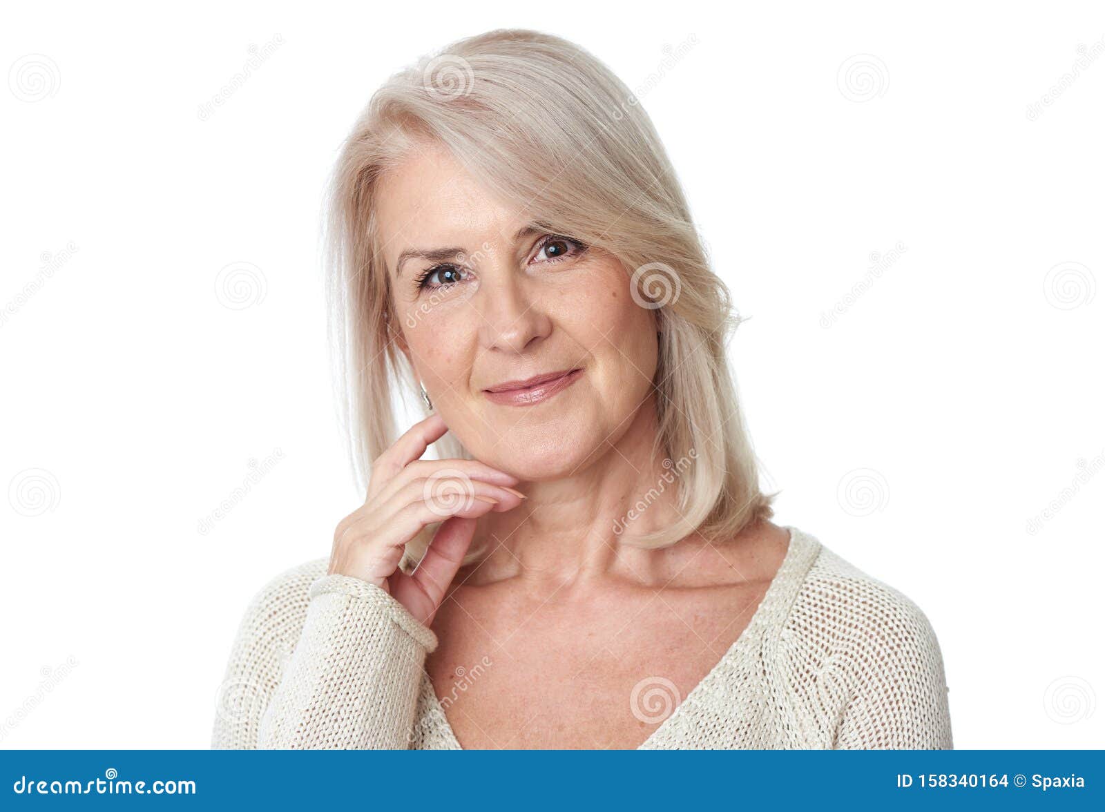 Woman Portrait Thinking With Mannequin Hand Stock Image | CartoonDealer ...