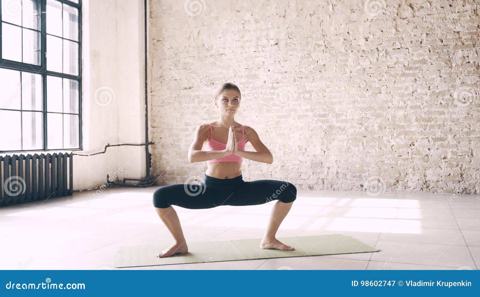 Beautiful Yoga Girl Doing Asanas in Studio Stock Image - Image of girl ...