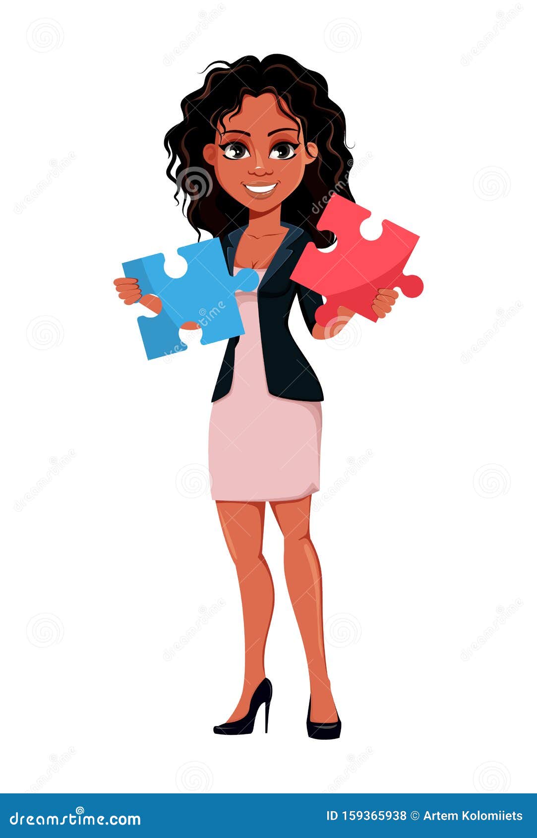Beautiful Young African American Business Woman Stock Vector - Illustration  of jigsaw, manager: 159365938
