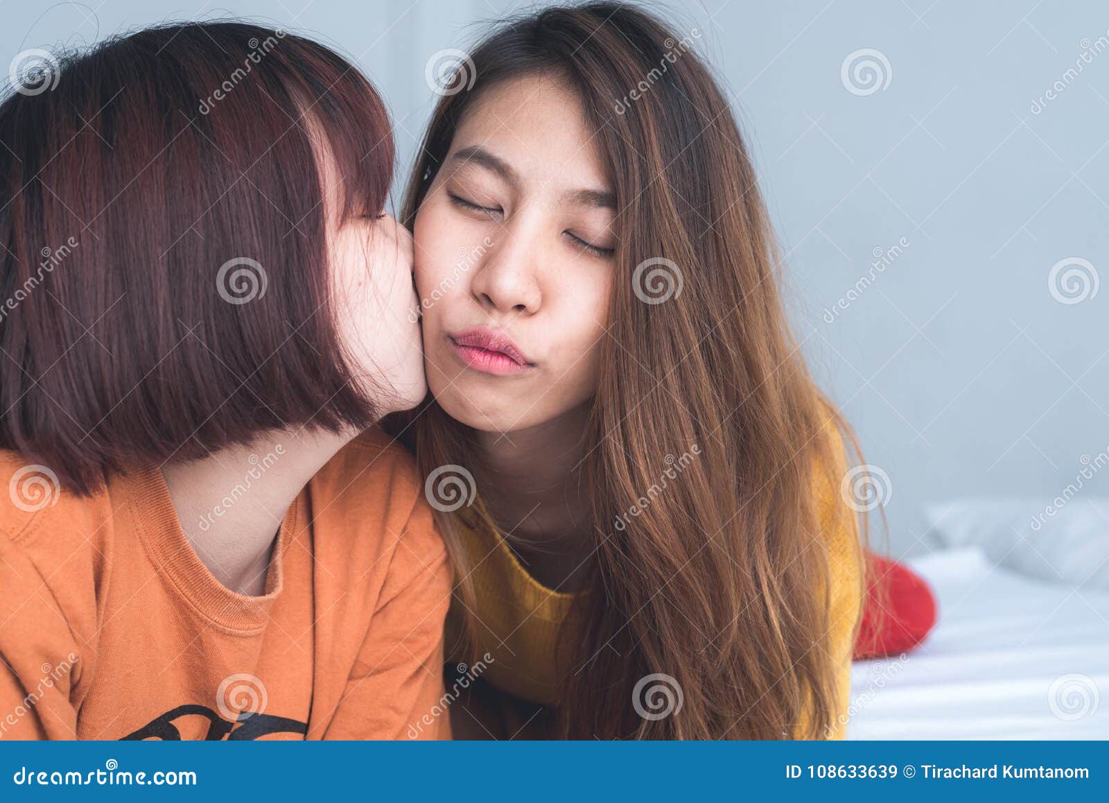 Japanese Lesbian Group Kissing