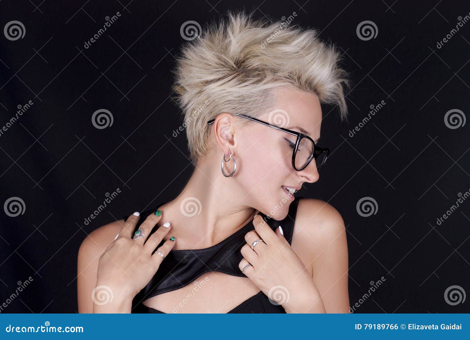 Beautiful Young Blond Woman with Short Hair with Glasses in Prof Stock  Photo - Image of cosmetic, gesture: 79189766