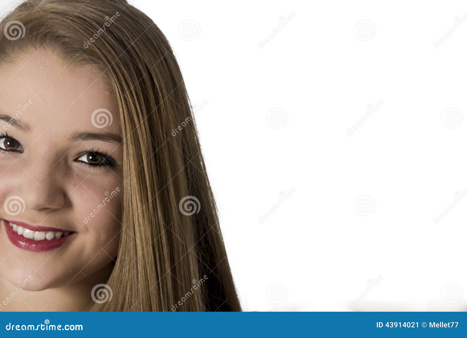 Beautiful Young Brown Eyed Teenager Girl Smiling Stoc