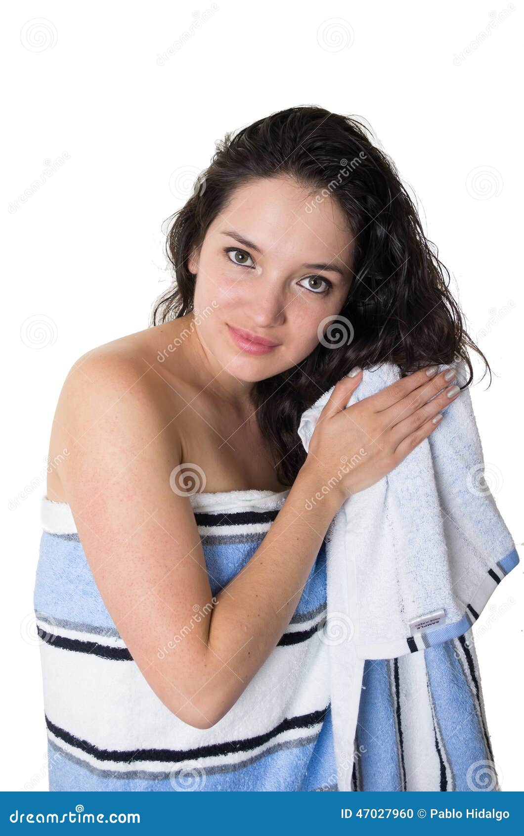 Beautiful Young Brunette Girl Wrapped in Towel Stock Photo Image of