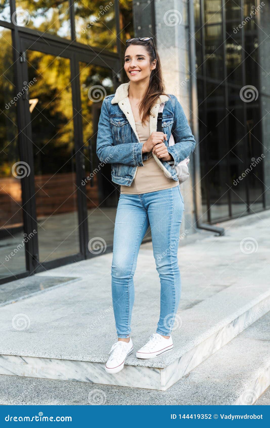 Beautiful Young Brunette Woman Wearing Jacket Stock Photo - Image of ...