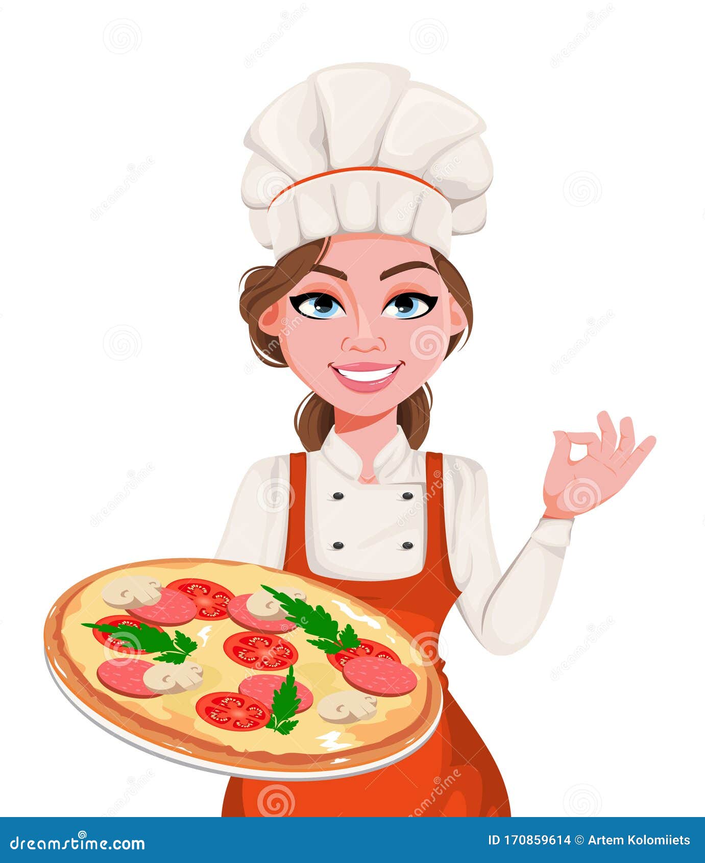 Beautiful Young Chef Woman. Pretty Cook Lady Stock Vector ...